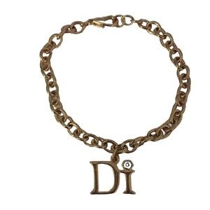 NEW Vintage Charm Bracelet Gold toned link with Di Charm Small Diamond